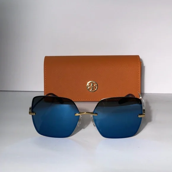 New Authentic Tory Burch TY6080 Blue Sunglasses with Orange Case display picture 1